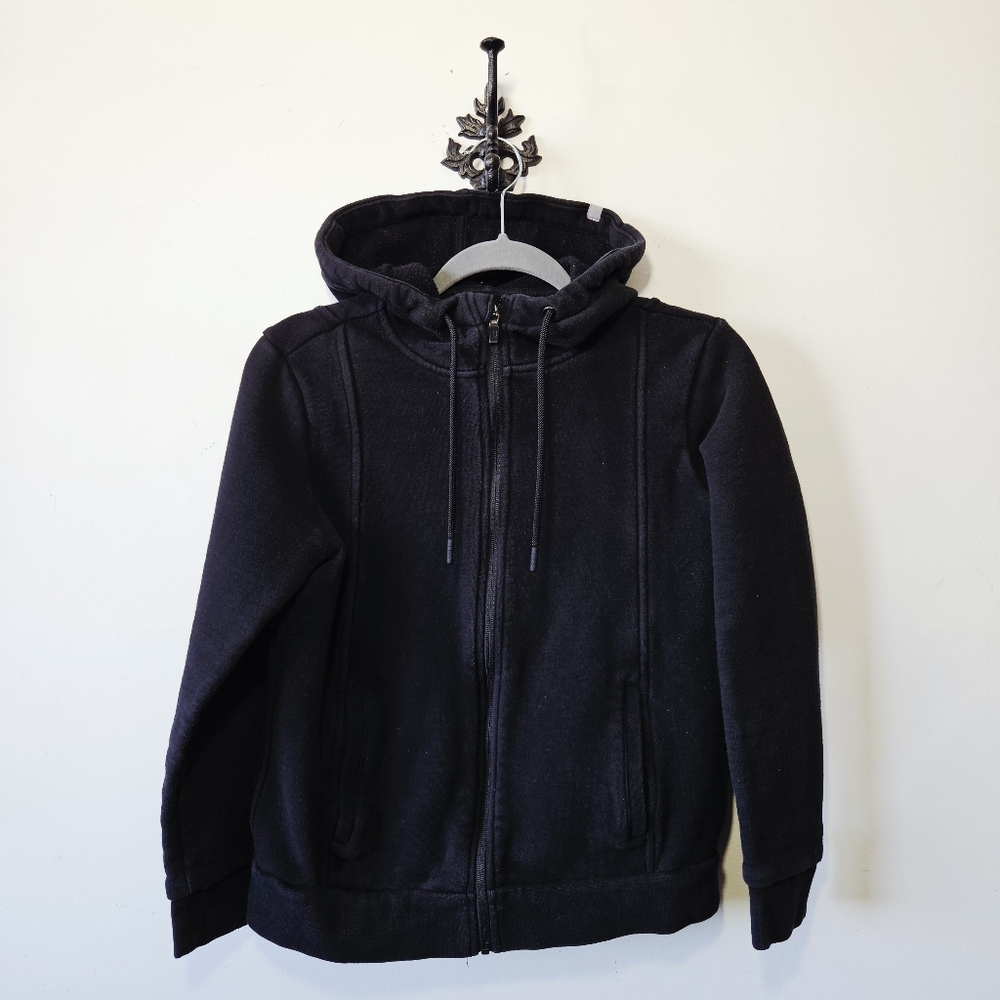 Figs Black Zip-Up Fleece Hoodie
